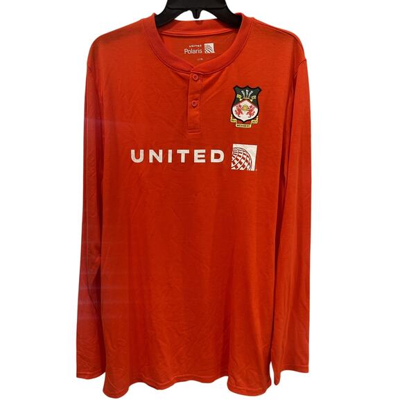 Wrexham AFC Henley Long Sleeve Orange United Polaris Airlines T Shirt L/XL
